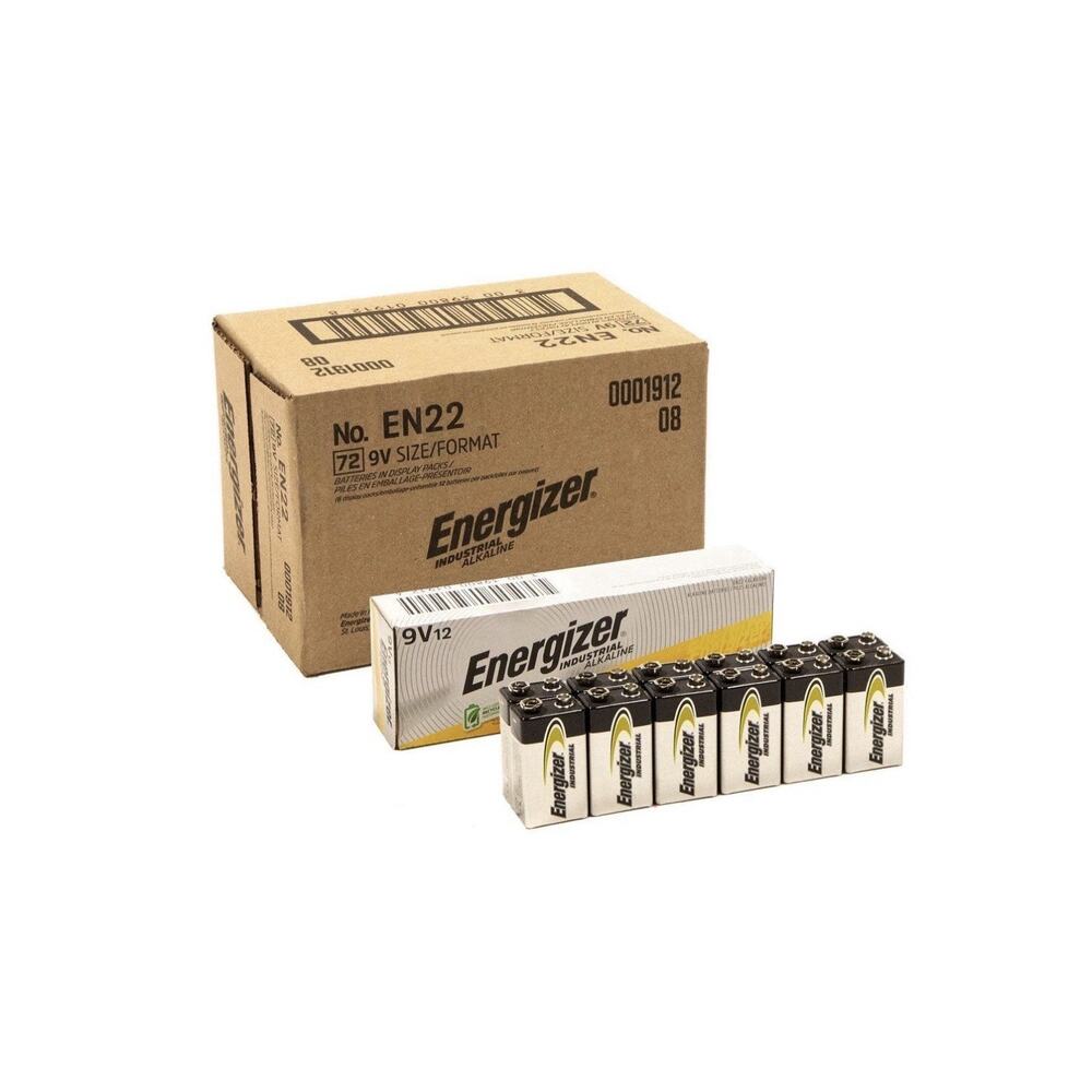 72 Energizer Industrial EN22 9 Volt 9v Alkaline Batteries Exp. 20230